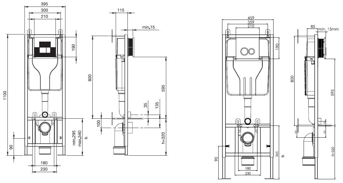 Dimensiuni modul wc incastrat 85 GALDYS